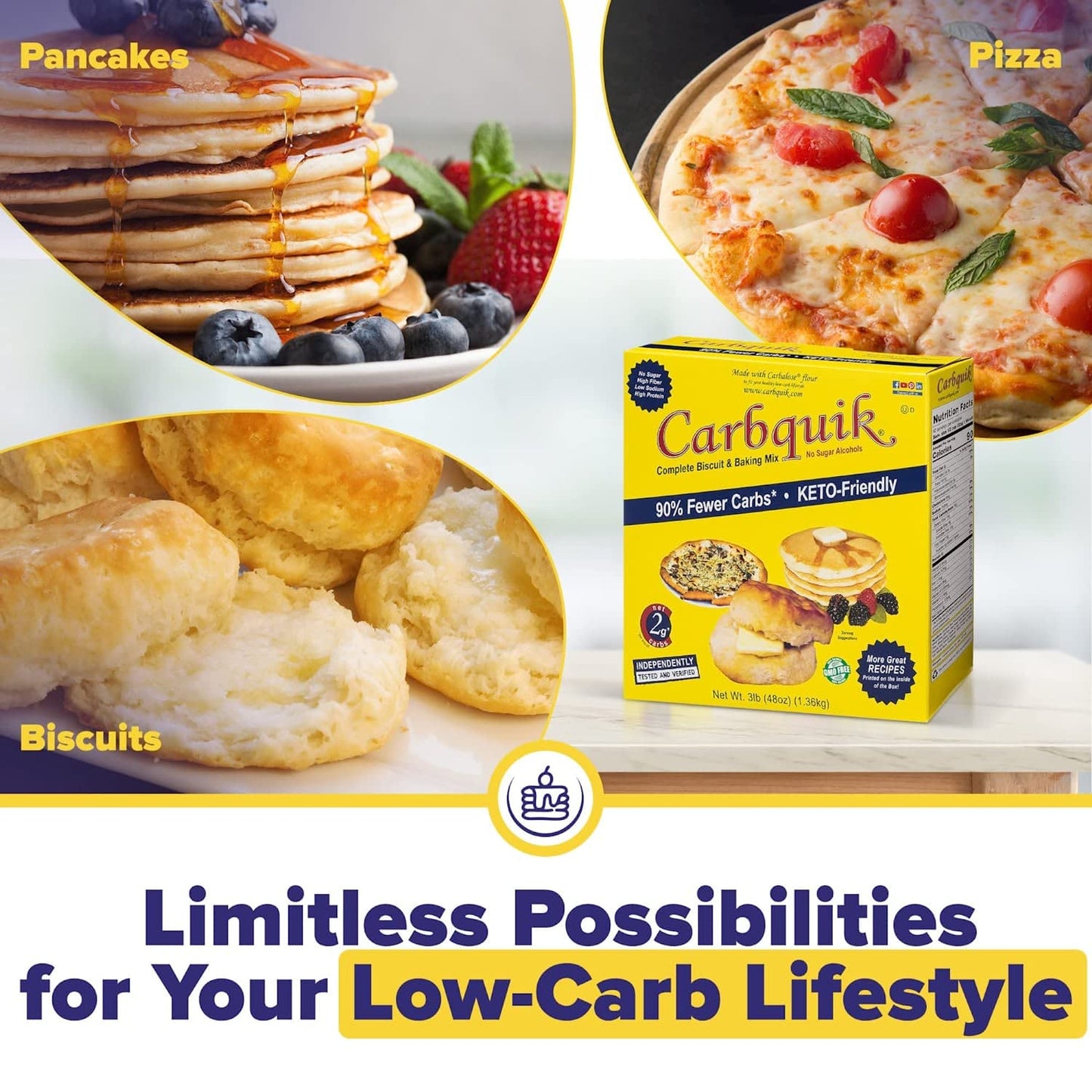 Carbquik Biscuit & Baking Mix, Keto Friendly, Low Carb, Nut Free, 48 Ounce (Pack of 3)