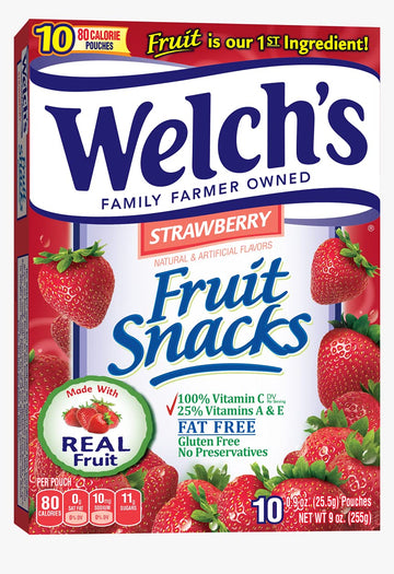 Welchs Fruit Snacks, Strawberry, 0.9 Oz, 10 Ct