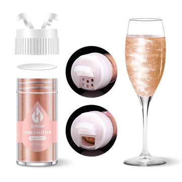 Rose Gold Edible Glitter for Cocktails - 6g Rose Gold Luster Dust Edible Drink Glitter Food Grade Metallic Shimmer Powder Cake S