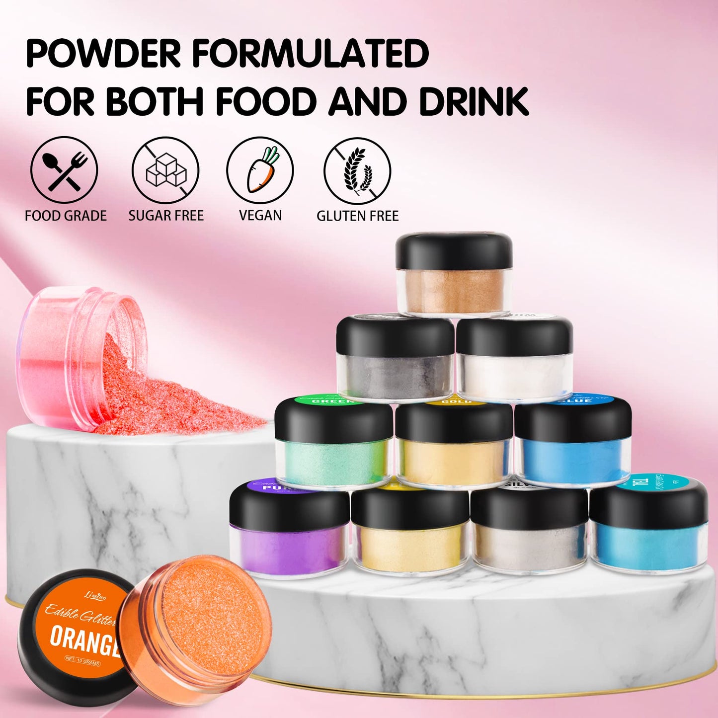 Limino Edible Glitter - 10g Metallic Food Grade Luster Dust for Baking, Cake Decorating, Icing - Teal