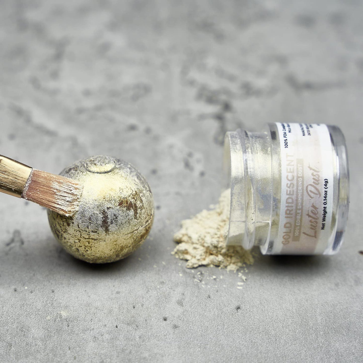Luster Dust - Gold Iridescent (4G 1X Jar) | Edible Vegan Dust & Paint For Cake Decorating, Ice Cream, Desserts, Cocktails And Be