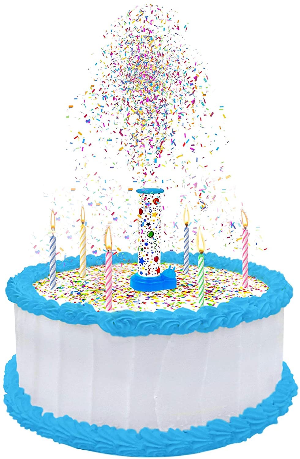 BEST PARTY EVER! Confetti Candle Cake Topper, Edible Sprinkles, 2-Pack, Blue