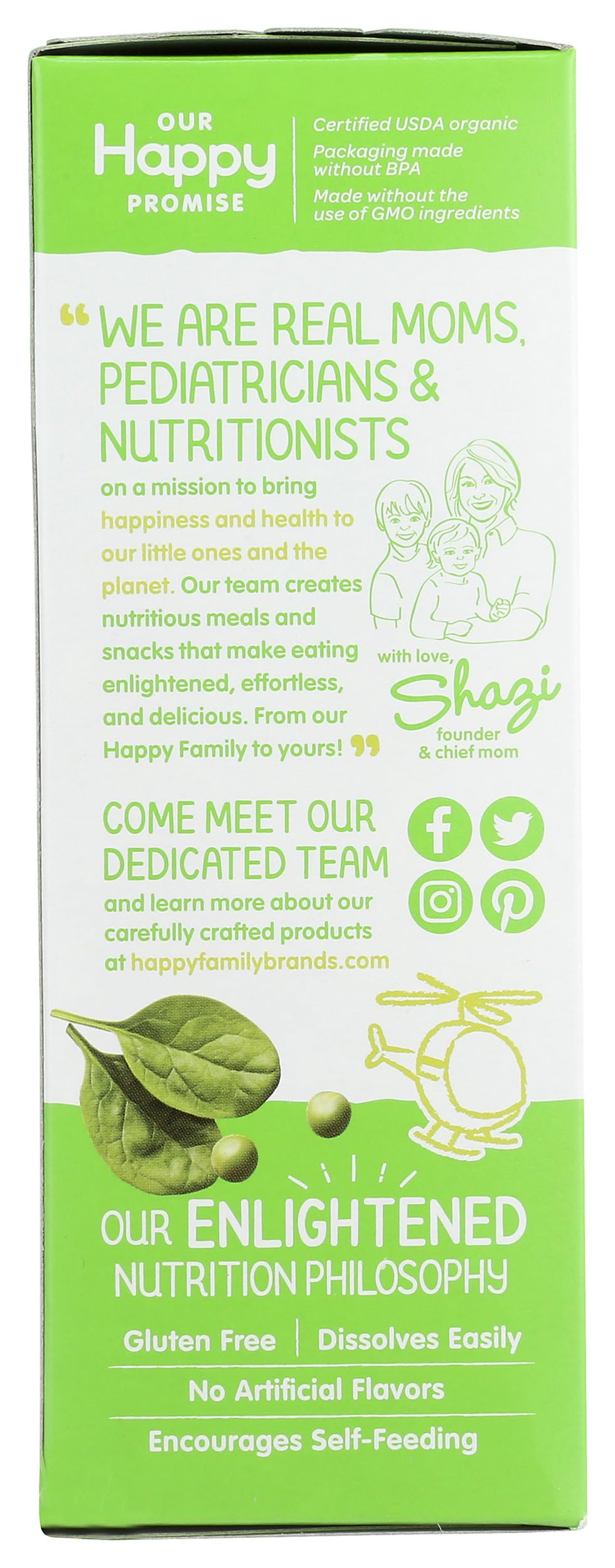 Happy Baby, Baby Food Teether Pea Spinach Organic 0.14 Ounce (Pack Of 12)