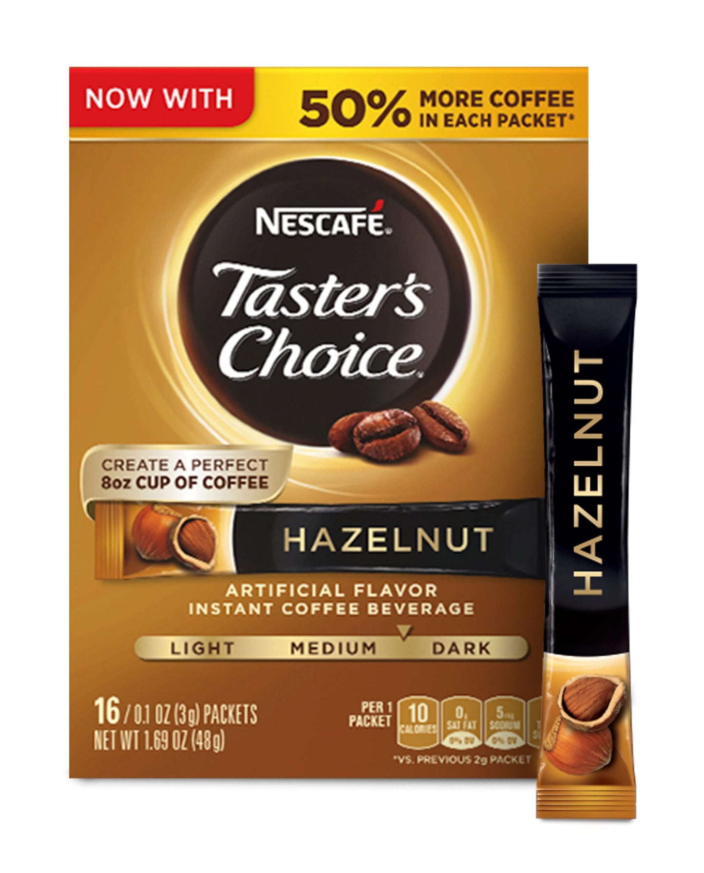Nescaf  , Taster'S Choice, Instant Coffee Beverage, Hazelnut, 16 Packets, 0.1 Oz (3 G) Each - 2Pc