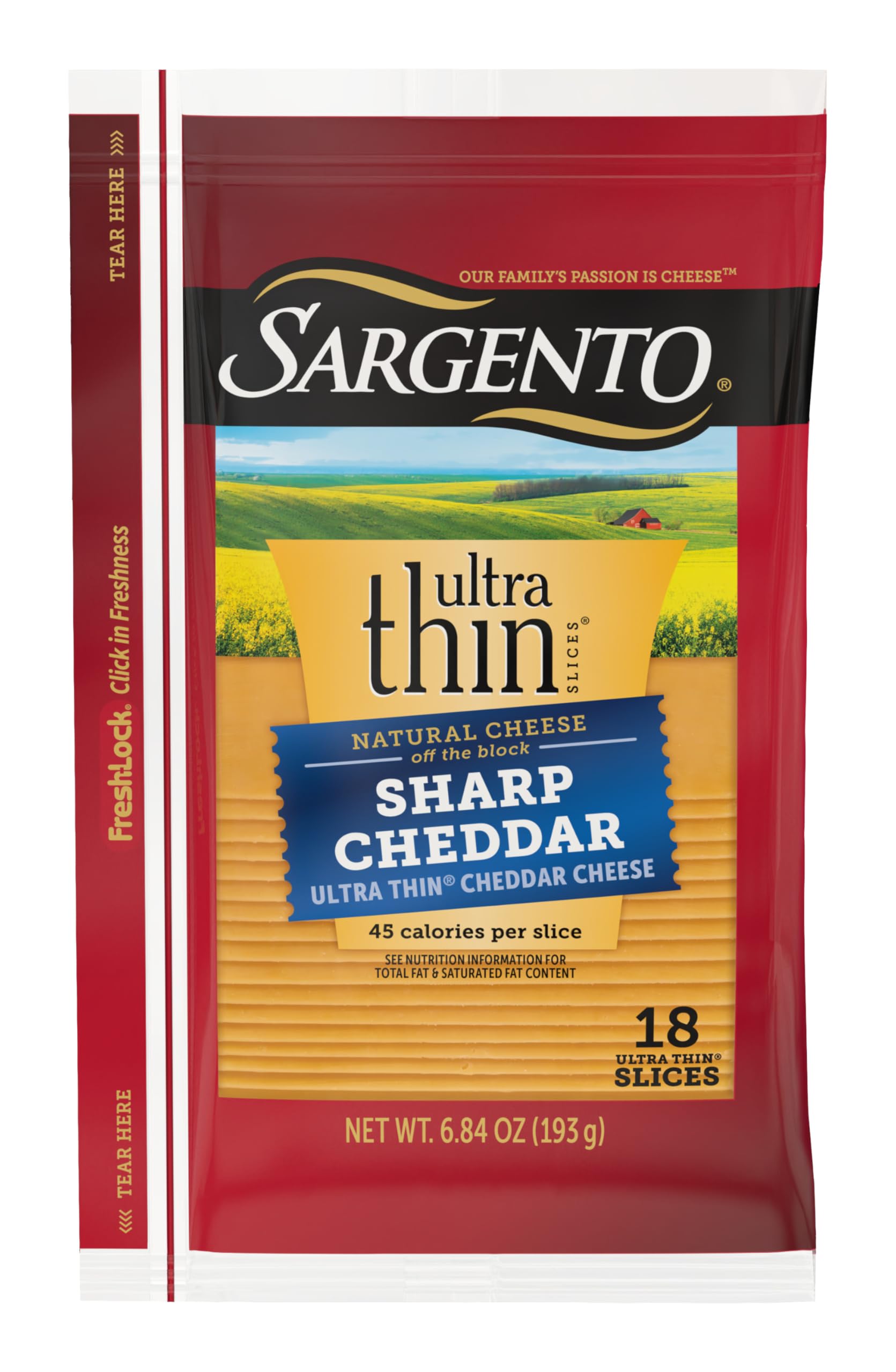 Sargento Ultra Thin Natural Sharp Cheddar Sliced Cheese, 18 slices
