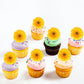 Keaziu Edible Daisy Cupcake Toppers - Gold Paper, 2x0.05 inches, 40 Pack for Parties, Showers, and Decorations