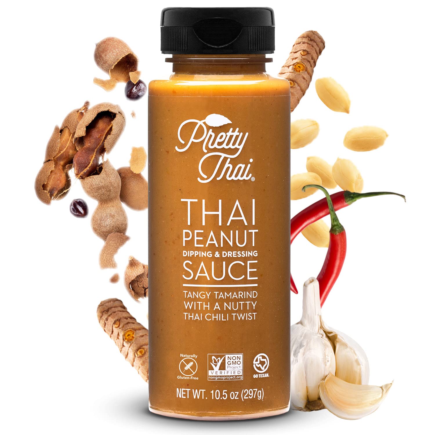 Pretty Thai Peanut Sauce  Gluten Free Certified Non-GMO Vegan Authentic Stir Fry  Dressing  Rice Seasoning  Condiment & Dipping Sauce  100% Natural