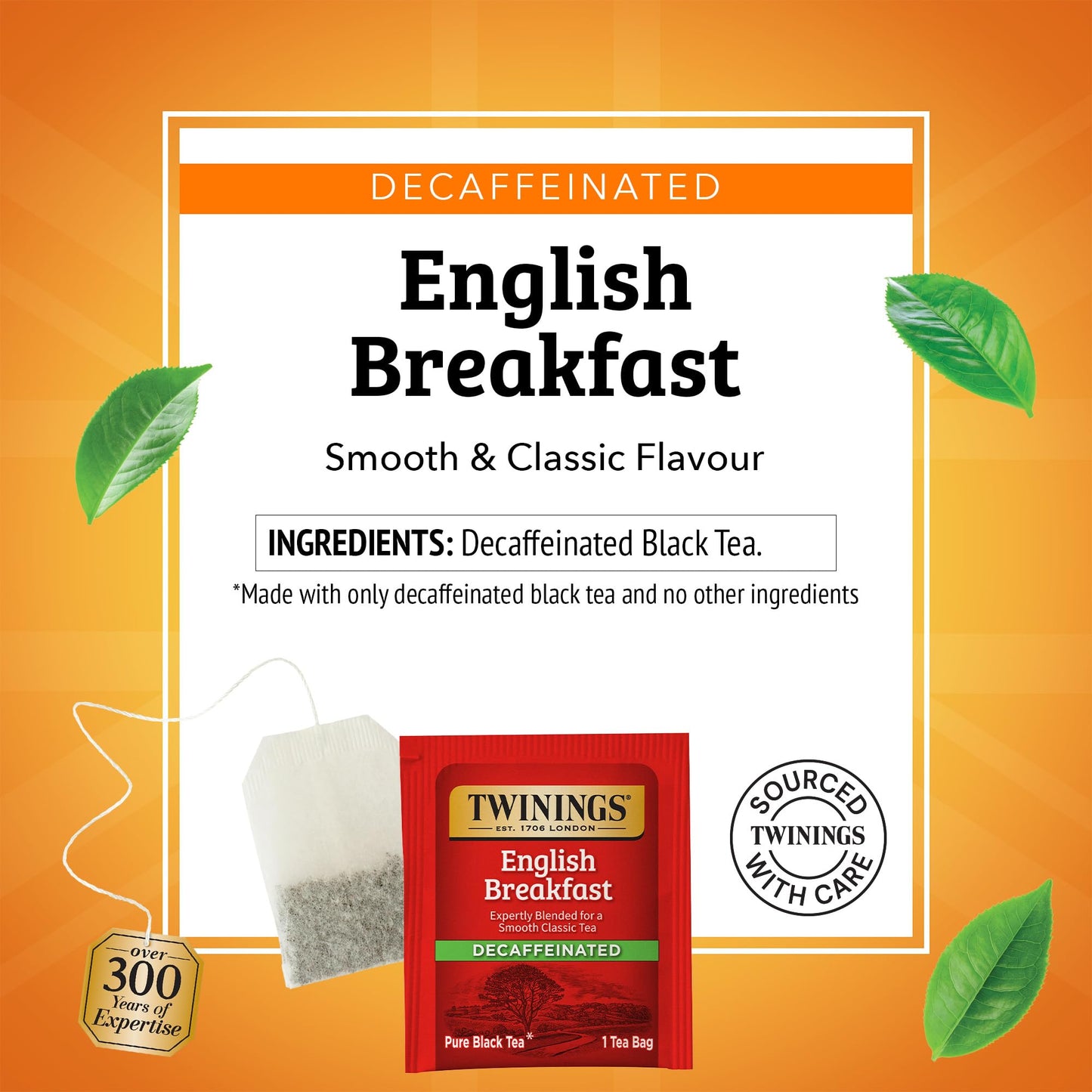 Twinings Decaffeinated English Breakfast Black Tea - 100 Individually Wrapped Tea Bags - Smooth Flavor - 100 Count