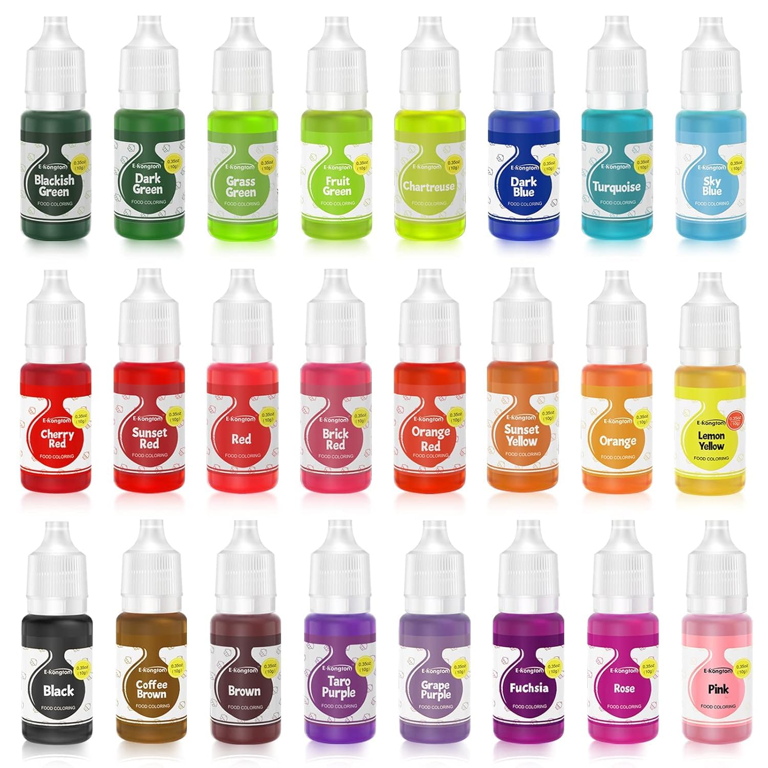 Food Coloring Liquid Set 24Colors: E-Kongton Food Dye Food Grade ...