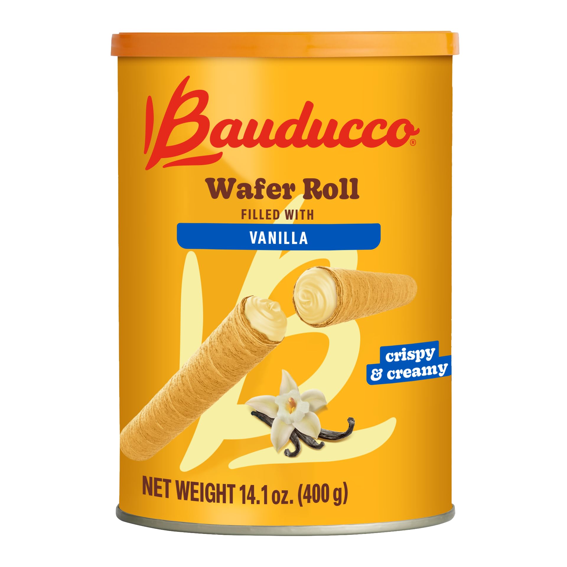 Bauducco Wafer Rolls, Vanilla, 14.1 oz (Pack of 1) - Crispy Cream-Filled Cookies - Gourmet Rolled Wafer Sticks - Premium Dessert