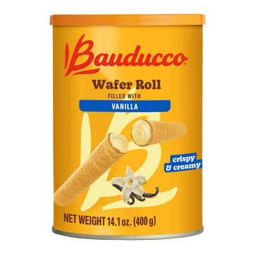 Bauducco Wafer Rolls, Vanilla, 14.1 oz (Pack of 1) - Crispy Cream-Filled Cookies - Gourmet Rolled Wafer Sticks - Premium Dessert