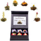Creano Blooming Tea Set, 6pcs Flowering Tea, Black & White in Elegant Magnetic Box with Silver Embossing