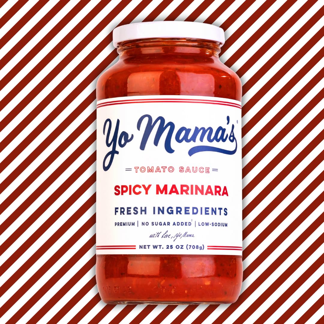 Yo Mamas Foods Keto Spicy Marinara Pasta Sauce, No Sugar Added, Low Carb, Gluten Free, 1.56 lb (Pack of 4)