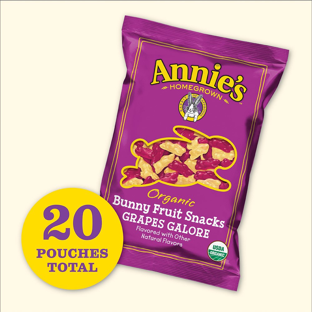 Annies Homegrown Organic Bunny Fruit Snacks , Grapes Galore, 20 Pouches, 0.8oz
