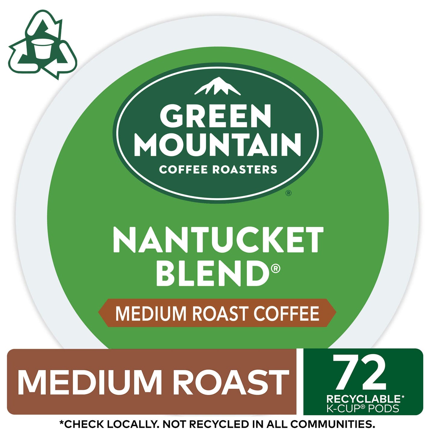 Green Mountain Coffee Roasters Nantucket Blend Keurig Single-Serve K-Cup Pods, Medium Roast Coffee, 72 Count (6 Packs of 12)
