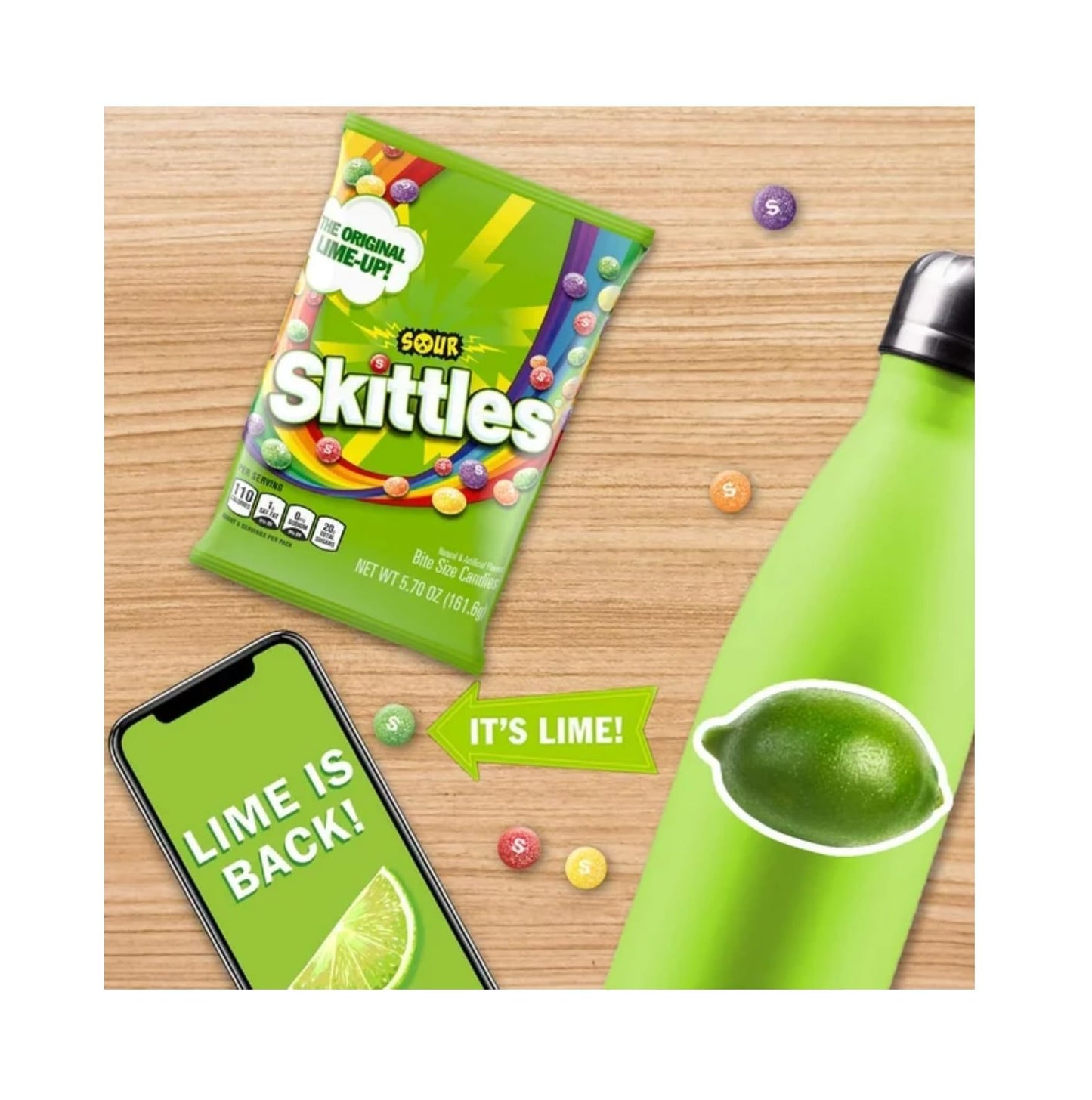 Skittle Sours Candy - Pack of 2 - Sour Outside and Sweet Inside - Bite Size Candy - Perfect for Sharing - Strawberry  G  Orange  Lemon  and Lime