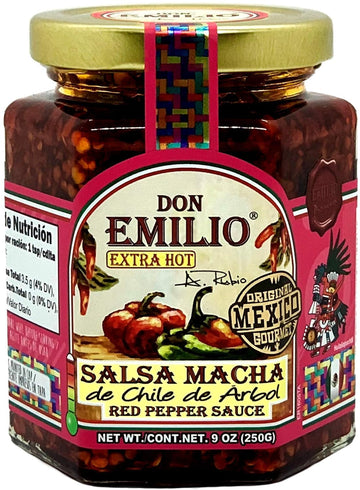 Don Emilio Chile de Arbol Artisanal Salsa Macha Authentic Mexican Spicy Chili Oil Oil Glass Jar 9 oz
