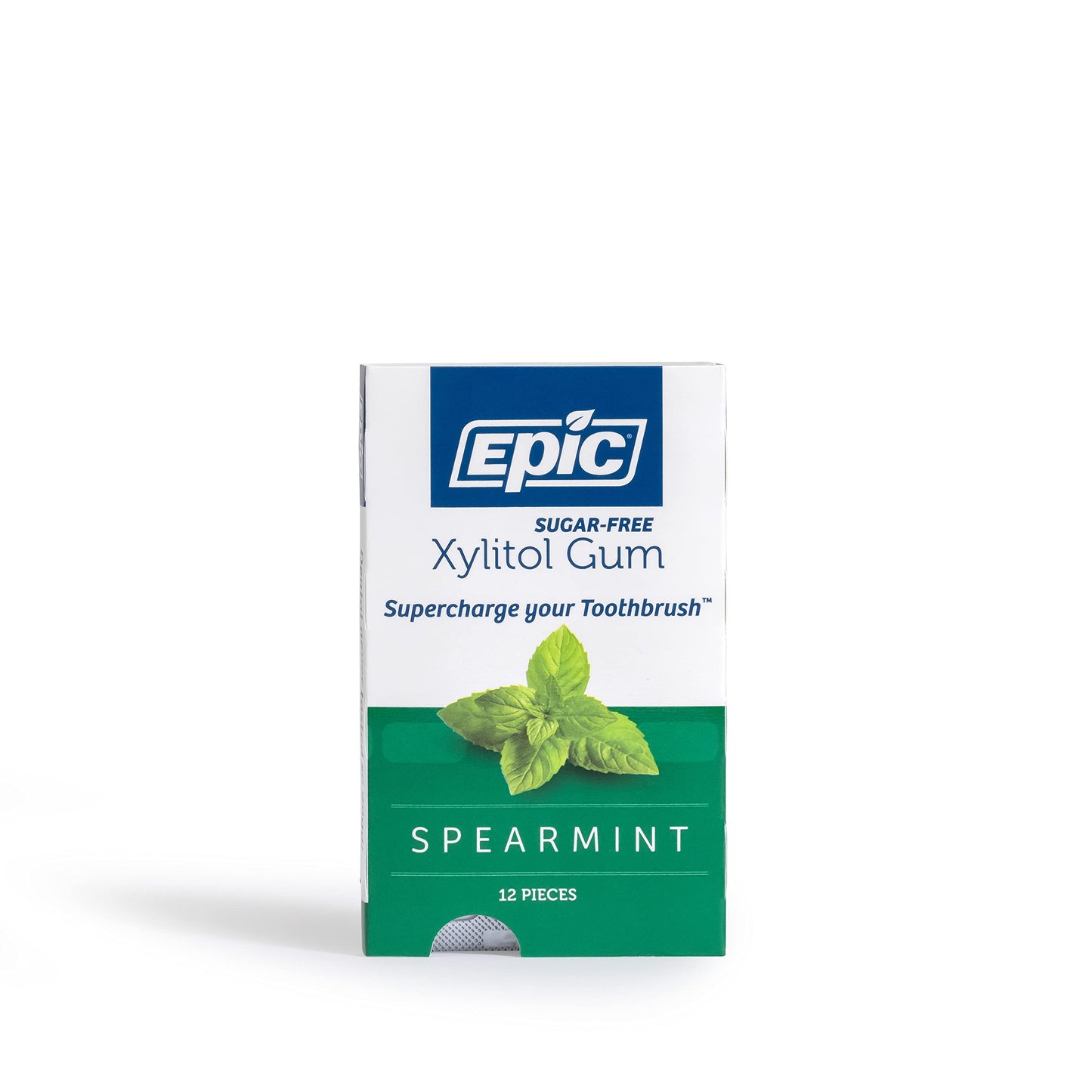 Epic Xylitol Chewing Gum - Sugar Free & Aspartame Free Chewing Gum Sweetened w/Xylitol for Dry Mouth & Gum Health (Spearmint, 12