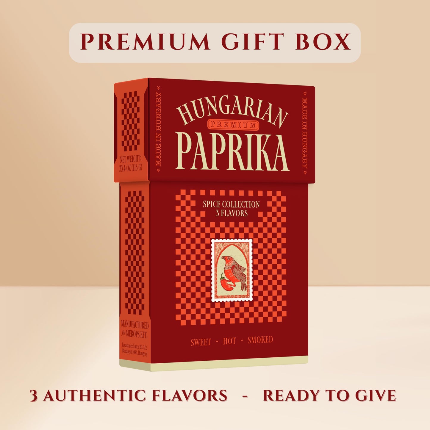 Enhanced Hungarian Paprika Spice Collection Gift Set – Sweet, Smoked & Hot (3 X 4 Oz) - Five Traditional Hungarian Recipe Cards – Non-Gmo – Authentic Seasoning Spice In Resealable Bags By Merops