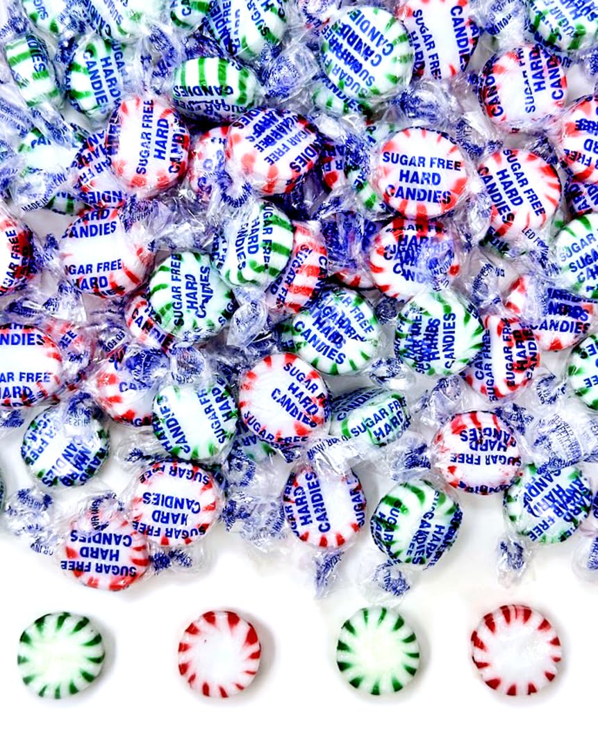 Sweetgourmet Sugar-Free Christmas Wrapped Hard Candy | Peppermint - Spearmint | 1 Pound