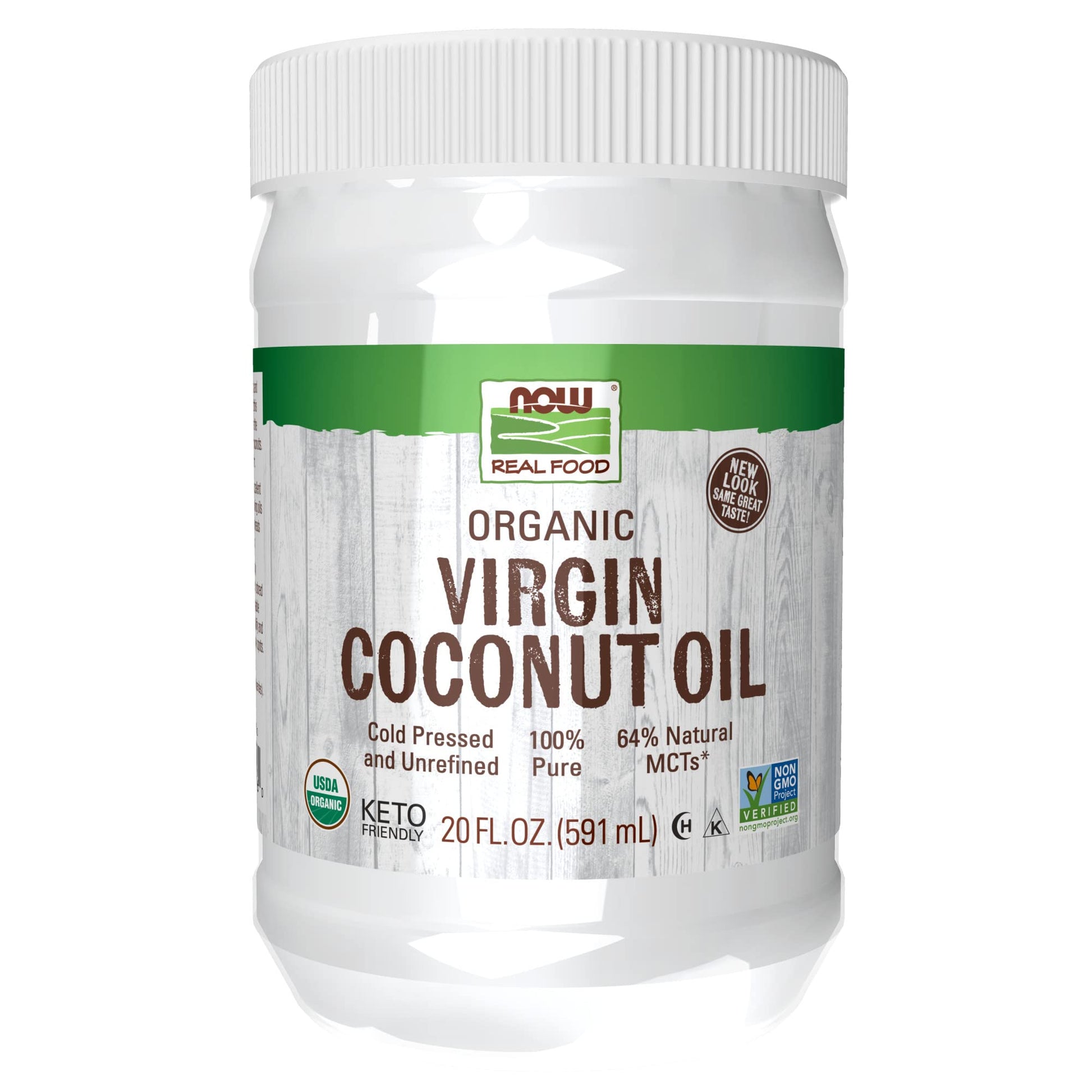 NOW Foods, Certified Organic Virgin Coconut Cooking Oil, Cold-Presesed and Unrefined, Trans Fat Free, 100% Pure and Certified Non-GMO, 20-Ounce