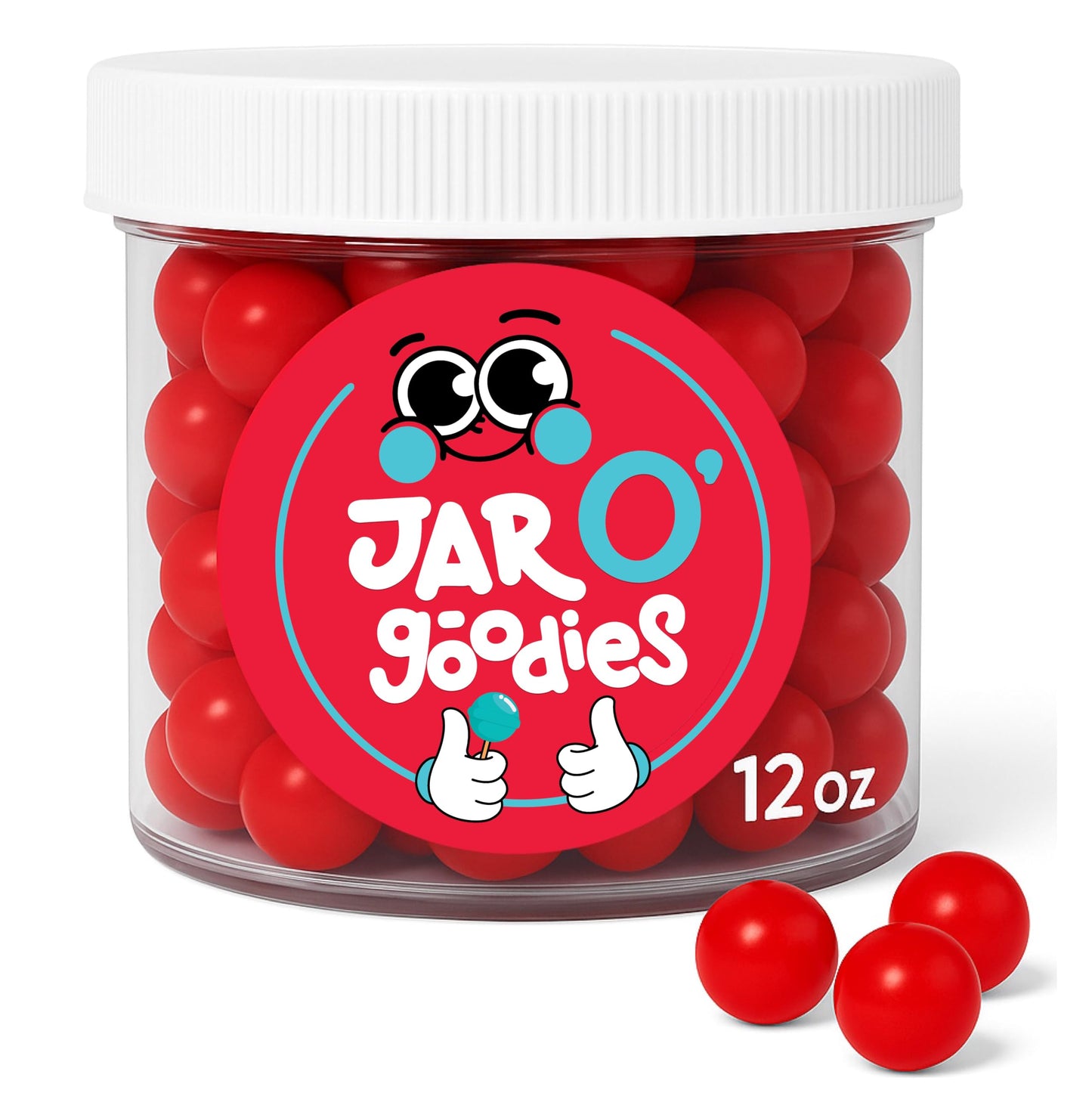 Jar O Goodies - Holiday  , Christmas Stocking Stuffers, Cherry Sours Red Candy Balls Gift Set, Original Chewy Candies (12 Ounce, 1 Pack) Party Favor - Gluten & Nut Free, Kosher Parve