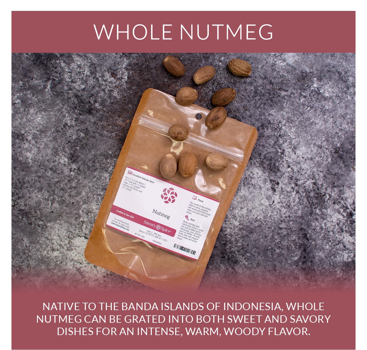 Savory Spice Whole Nutmeg - Fresh Whole Nutmeg From Grenada For Baking, Breads, Pies, Pastries, B  Chamel & Stews (5-Count)