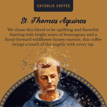 St. Thomas Aquinas Honey Blend Medium Roast Catholic Coffee (Whole Bean) 12 Oz Small-Batch Craft Coffee, Gift For Catholic Faith