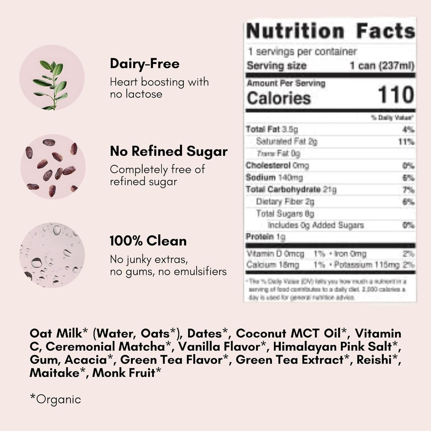 Pop & Bottle Oat Milk Lattes - Classic & Matcha, Vegan, Dairy & Gluten Free, 8 Fl Oz (Pack of 12)
