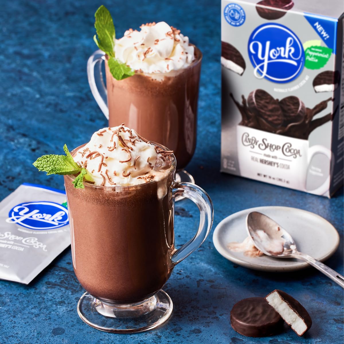 Candy Shop York Peppermint Pattie Cocoa Mix, Hot Chocolate, Make Hot Or Iced, Made With Real Milk, Gluten Free, 1.25 Oz Packet (