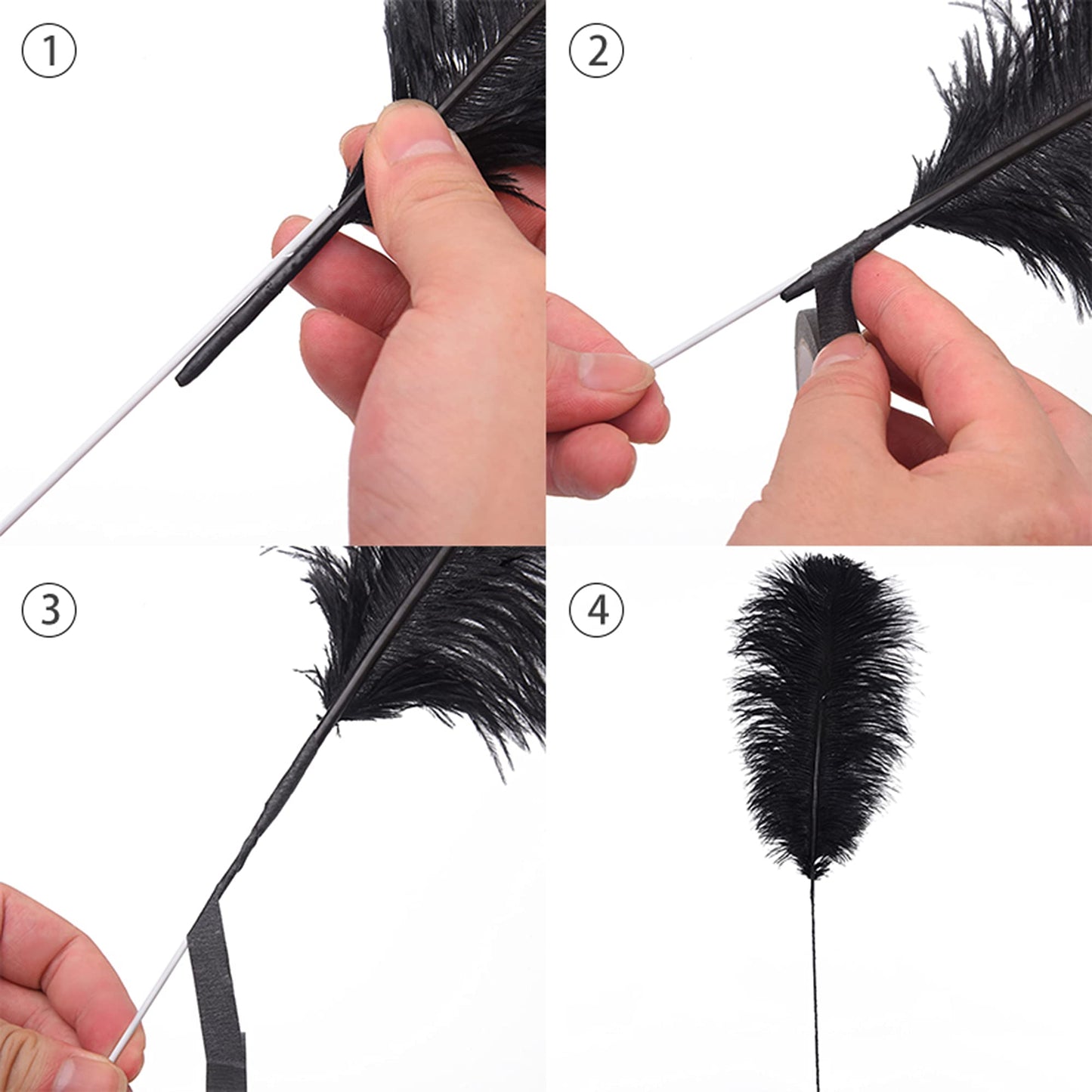 Ballinger Black Ostrich Feathers Bulk - Making Kit 10Pcs 28Inch Large Ostrich Feathers For Floral Arrangement, Vase, Wedding Par