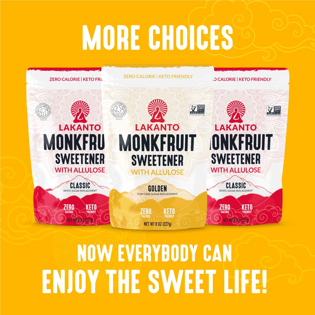 Lakanto Bulk Golden Monk Fruit Sweetener with Allulose - Bulk Raw Cane Sugar Substitute, Baking, Extract, Sugar Replacement (Gol