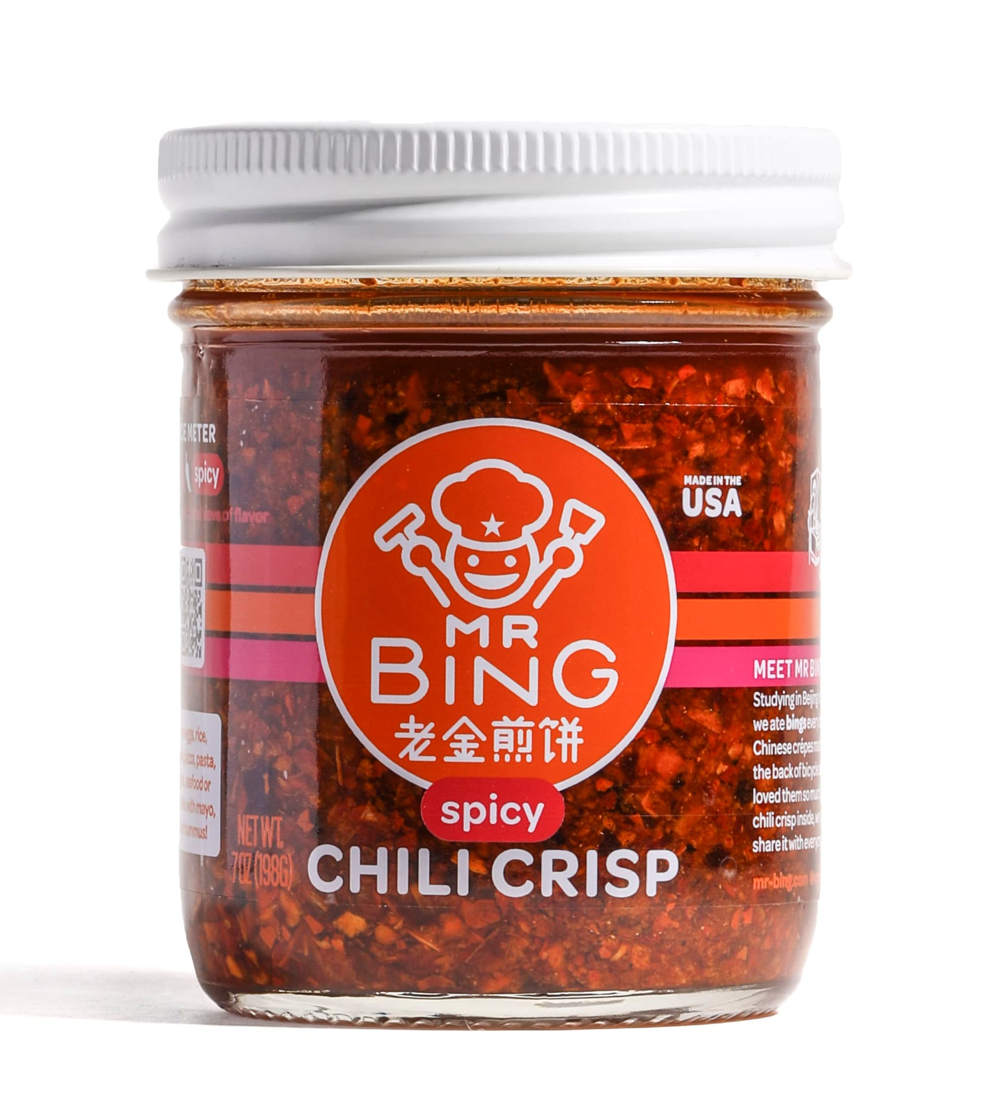 Mr. Bing Chili Crisp  Spicy - Delicious Flavorful & Crunchy Chili Oil - Made In Usa Chili Paste Hot Sauce - Gluten Free Vegan No