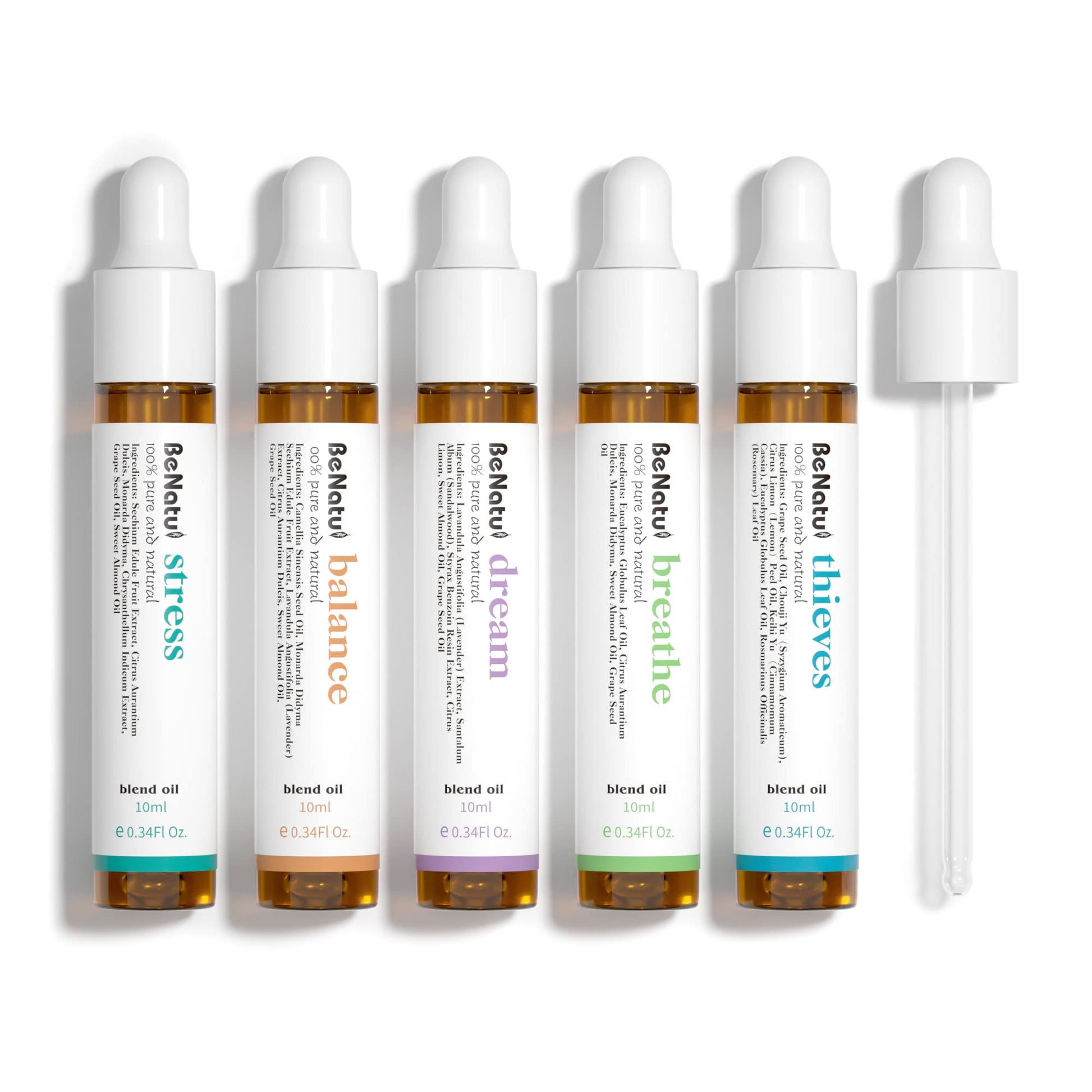 Benatu Essential Oils Blend With Dropper, Natural Fragrance Gift For Women And Men, Organic Aromatherapy Set For Diffuser, Home,
