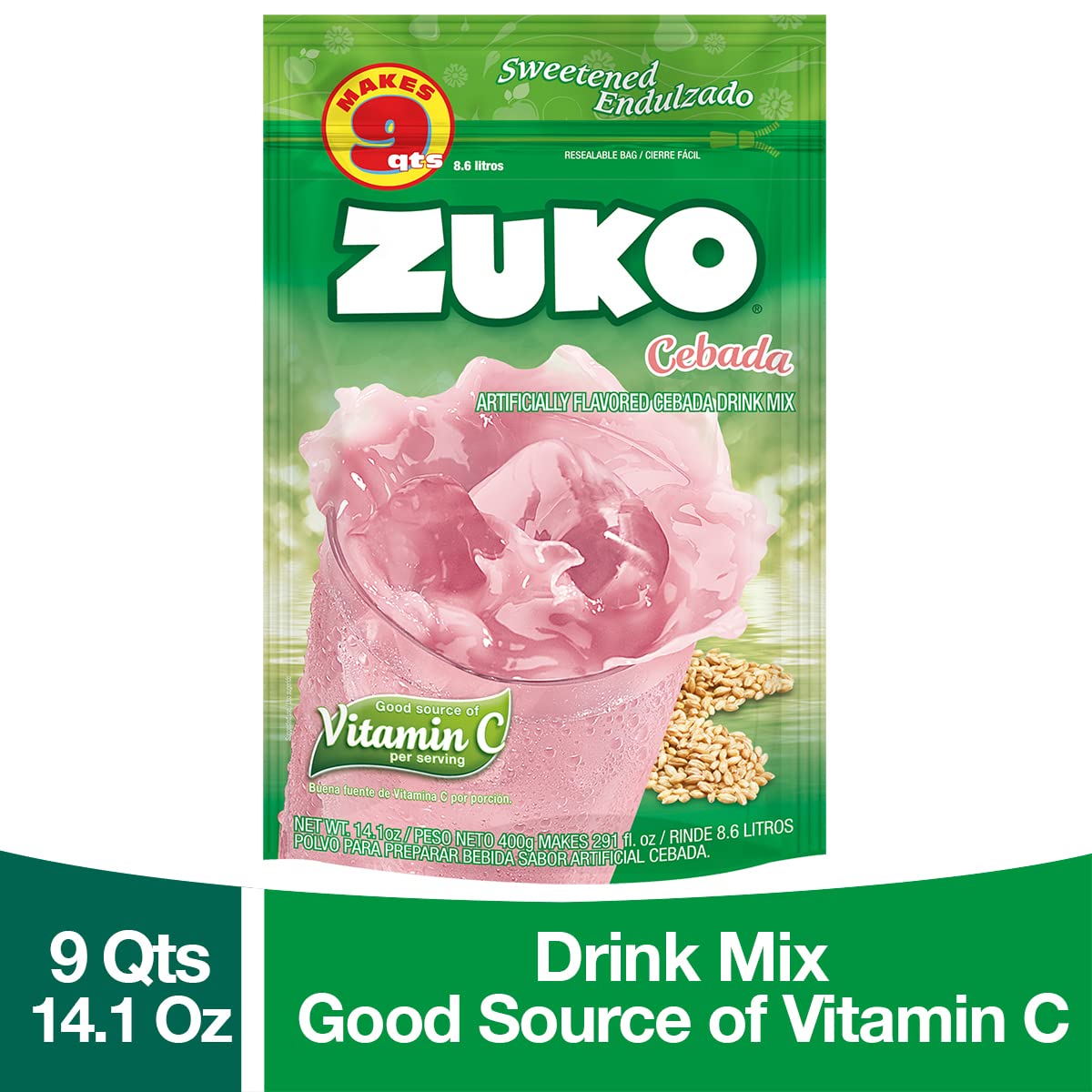 Zuko Cebada Instant Powder Drink | Family Pack | No Sugar Needed | Vitamin C | 14.1 Ounce (Pack of 6)