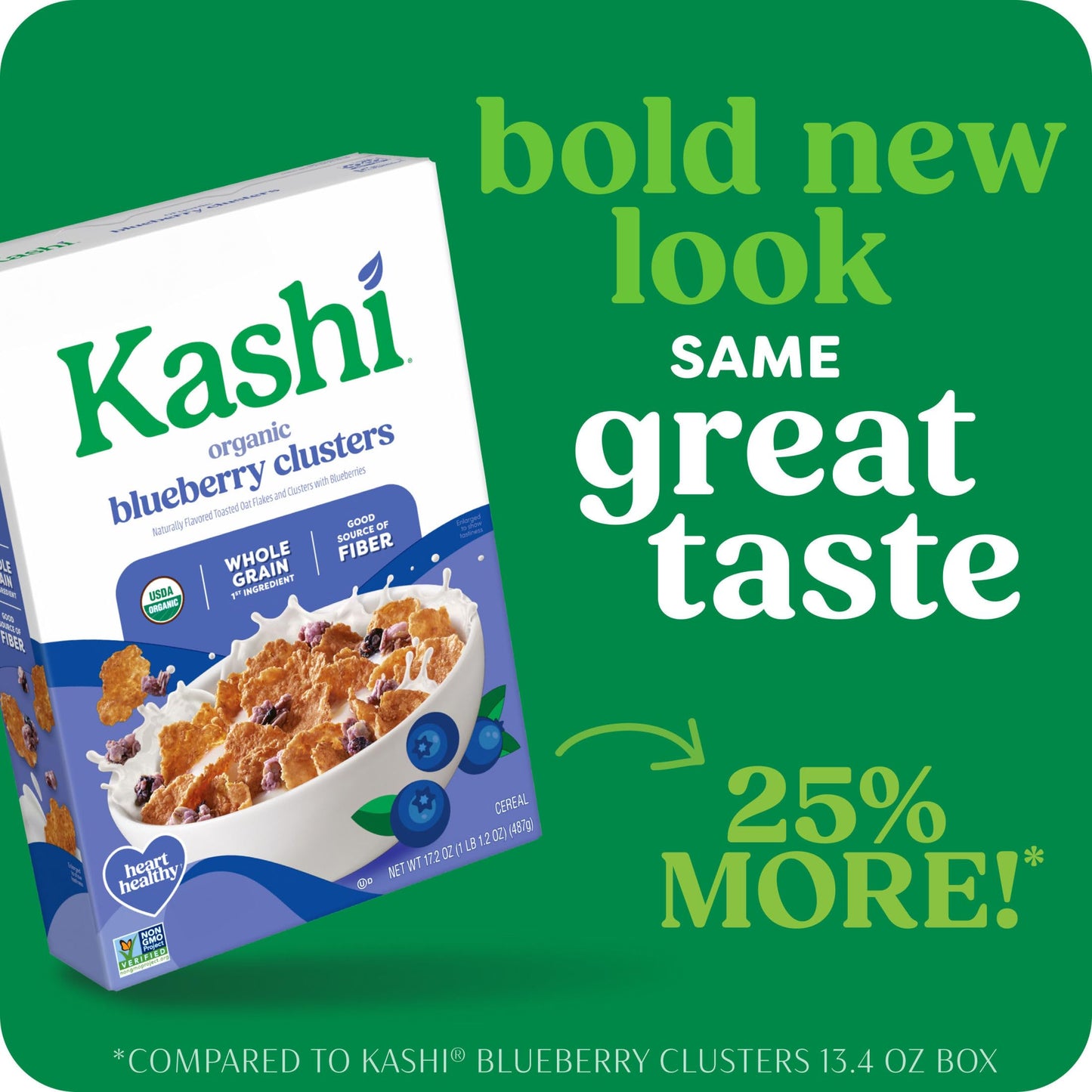 Kashi Breakfast Cereal  Organic  Whole Grain  Blueberry Clusters  17.2oz Box (1 Box)