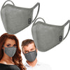Vvupic 2-Pack Unisex Cloth Washable Reusable Cover-100% Cotton 3 Layer Gray Outdoor