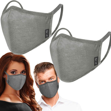 Vvupic 2-Pack Unisex Cloth Washable Reusable Cover-100% Cotton 3 Layer Gray Outdoor