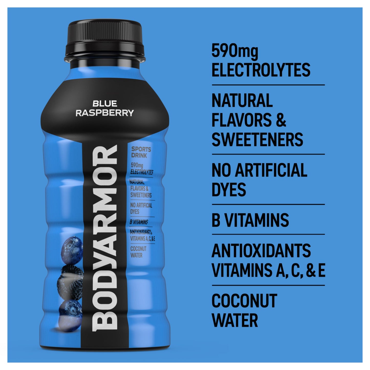 Bodyprotective Covering Sports Drink Sports Beverage, Blue Raspberry, Natural Flavors With Vitamins, Potassium-Packed Electrolytes, No Preservatives, Perfect For Athletes, 12 Ounce (Pack Of 8)