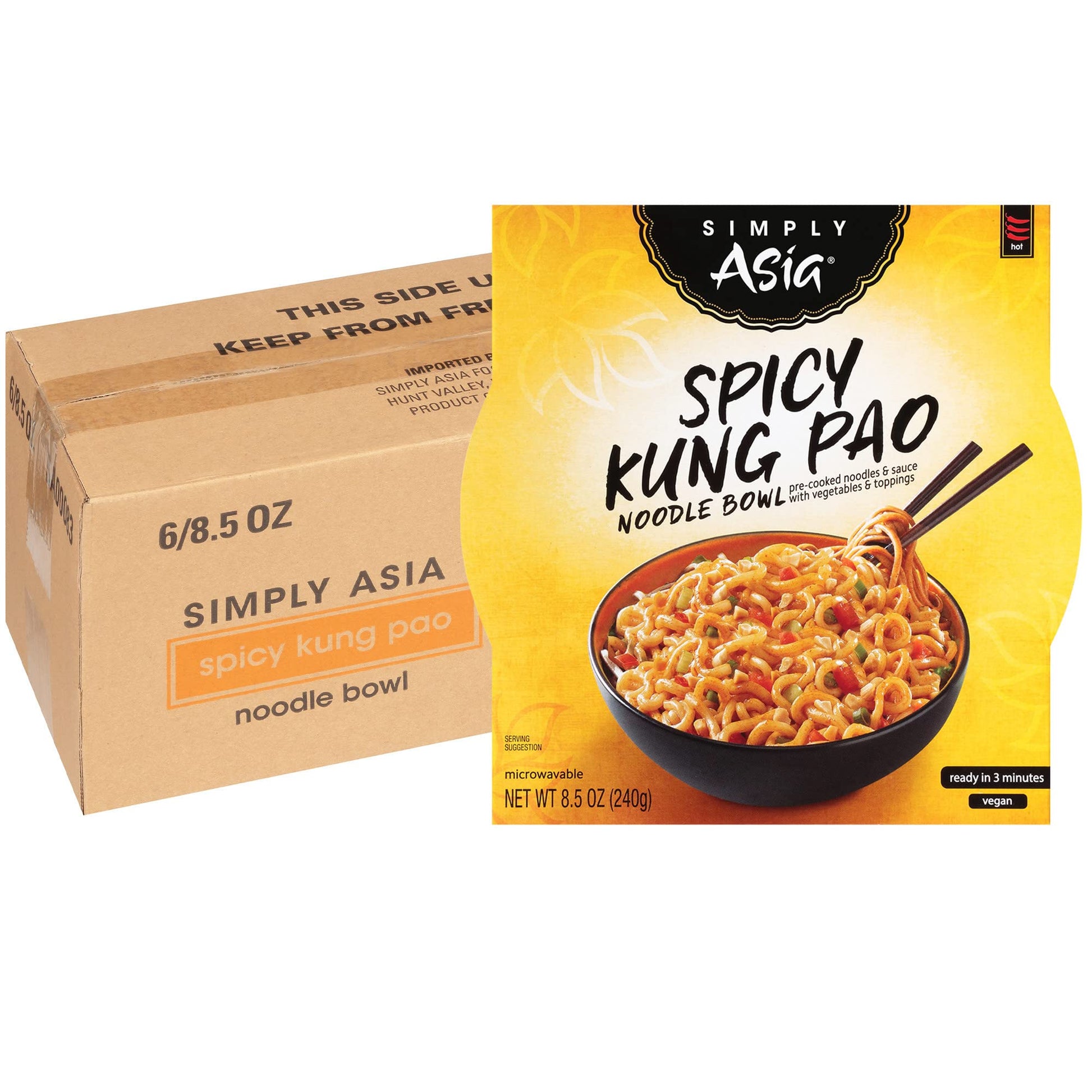 Simply Asia Spicy Kung Pao Noodle Bowl, 8.5 oz, Pack of 6, Model 044575