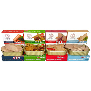 Natural Catch Tuna Filets Variety Pack  Hand Cut  Pole & Line Caught  130 Calories Gluten-Free  Paleo  Keto Friendly  enhanced Yellowfin & Albacore Tuna in Extra Virgin Olive Oil (4.4 oz per can- Pack of 12) (Variety)