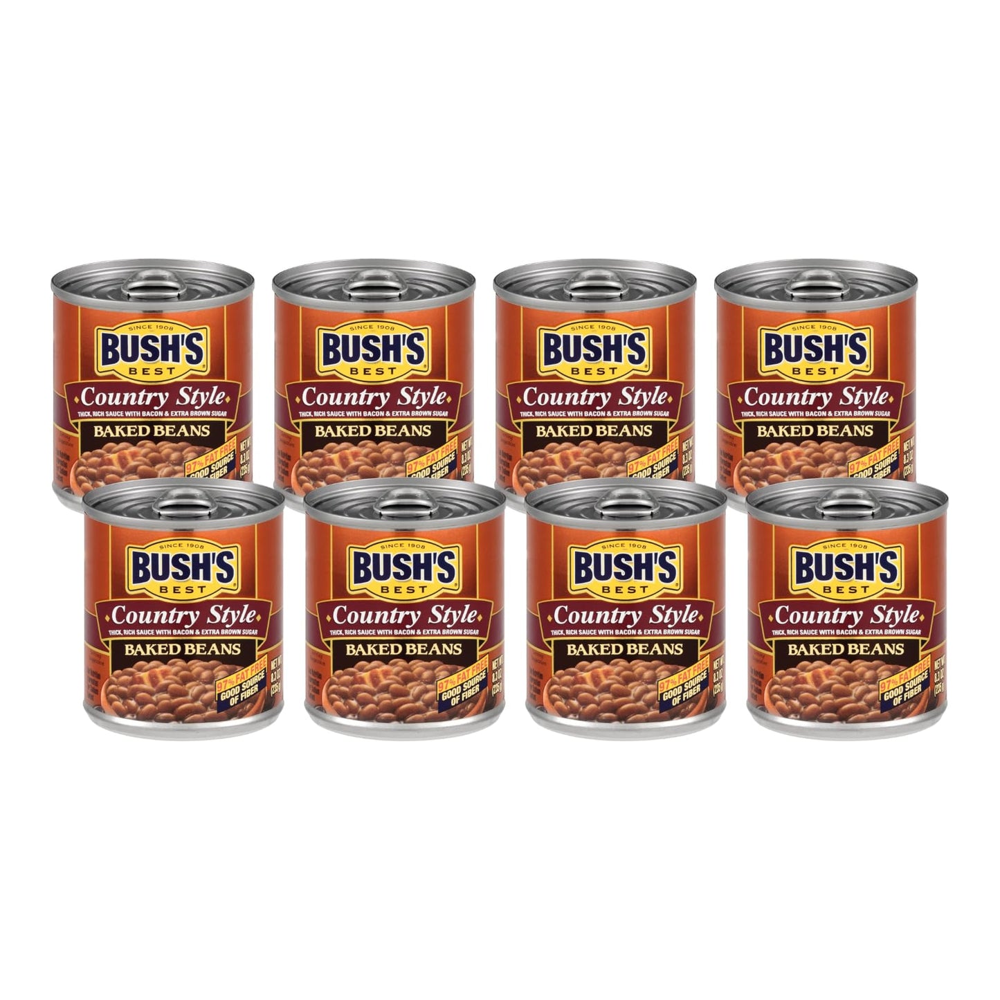 Bushs Best Baked Beans, Country Style, 8.3 Oz, Pack of 8