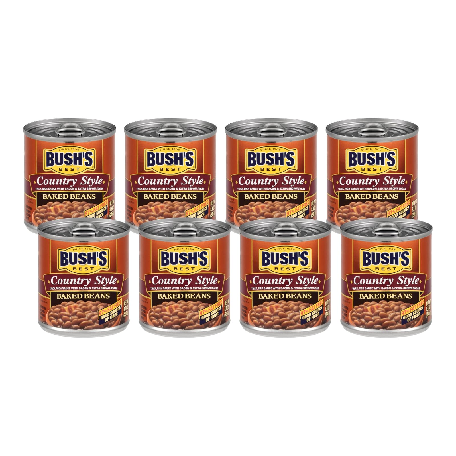 Bushs Best Baked Beans, Country Style, 8.3 Oz, Pack of 8