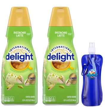 International-Delight Liquid Coffee Creamer.- Two (2) 32 fl oz Bottles of Smooth & Creamy Delightful Coffee Creamer and Candy Fr