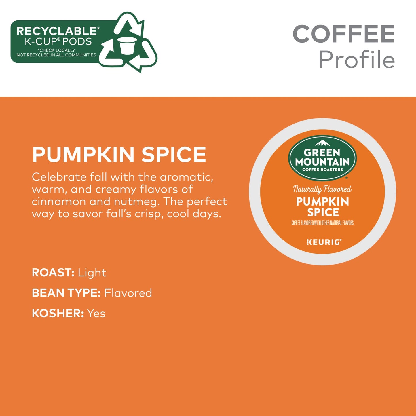 Green Mountain Coffee Roasters Pumpkin Spice Coffee, Keurig Single-Serve K-Cup Pods, Light Roast, 96 Count (4 Packs Of 24)