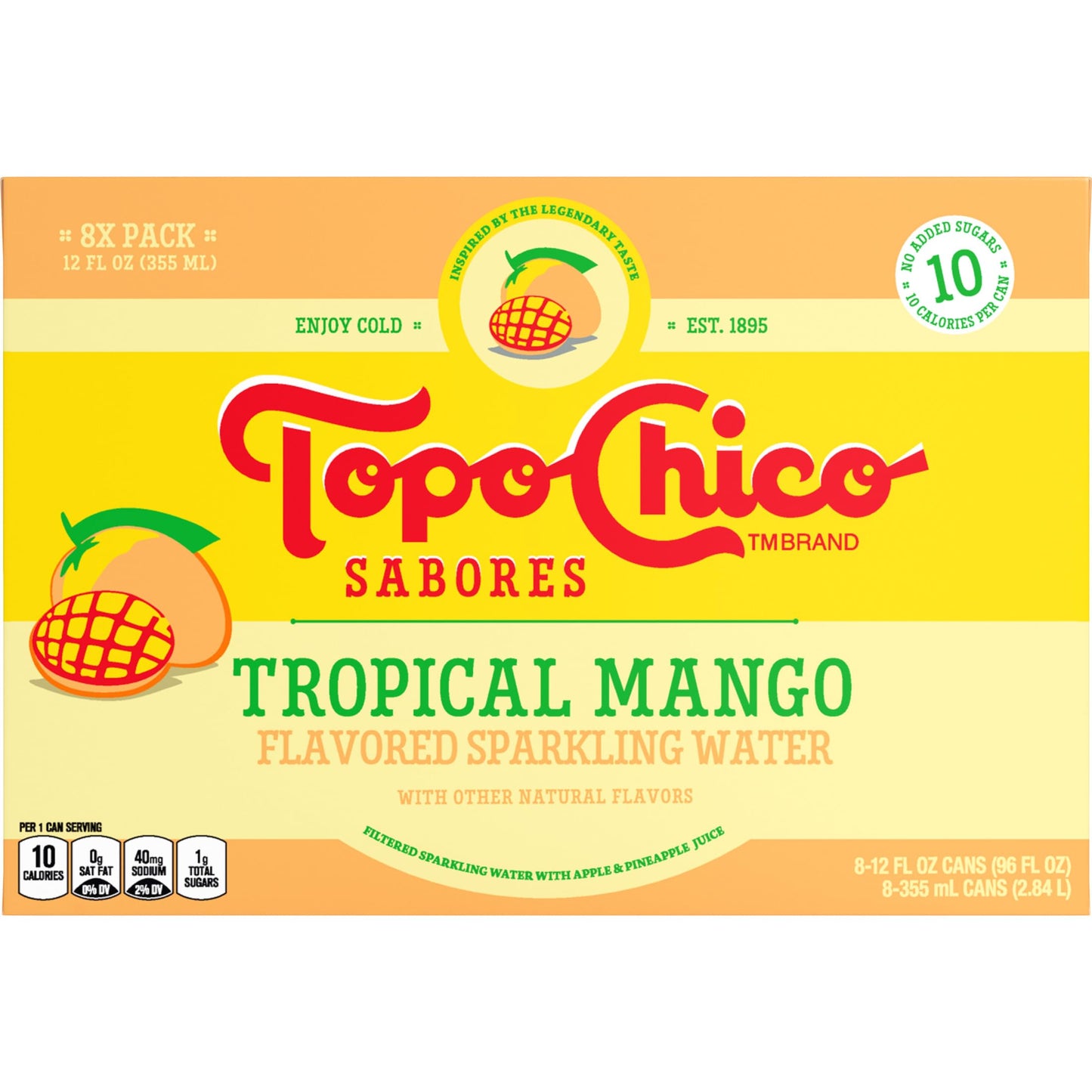 Topo Chico Tropical Mango Flavored Sparkling Water 12oz 8pk, Model 021136181715