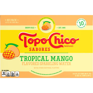 Topo Chico Tropical Mango Flavored Sparkling Water 12oz 8pk, Model 021136181715