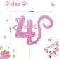 MINUET MINUTE Cat Four Cake Topper, Pink Glitter, Happy 4th Birthday Decoration for Baby Girl