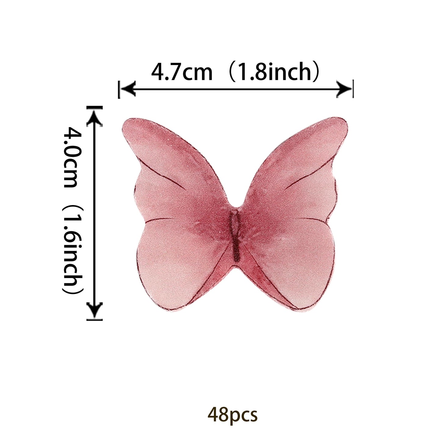 Rssta i 48 Pack Edible Butterflies for Cake Decorating, Pink Paper Cupcake Toppers