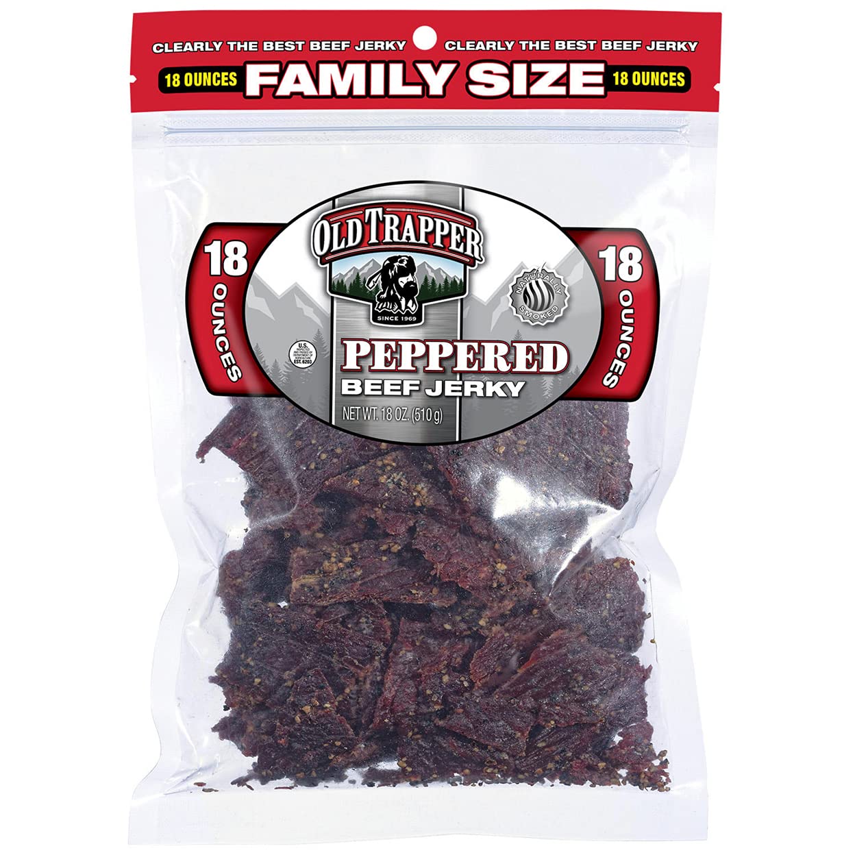 Old Trapper Beef Jerky, Peppered Flavor, 18 Ounce (Pack of 1), Model 980249716